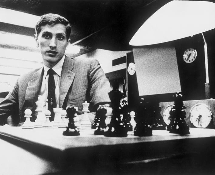 Bobby Fischer competes in the Piatigorsky Cup matches in 1966.
