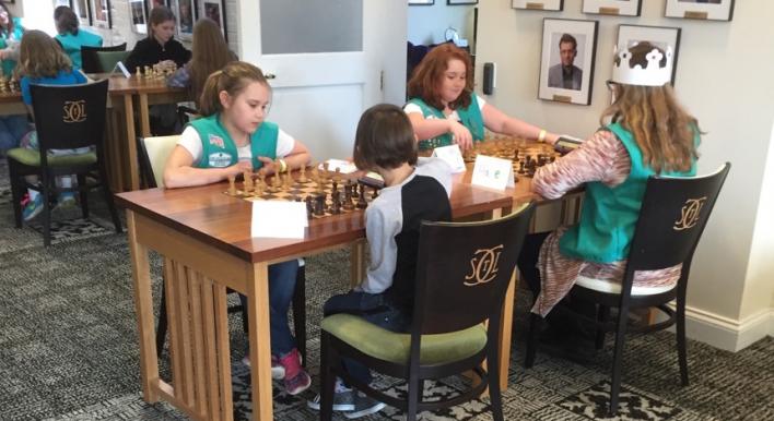 Girl Scout, badge, chess