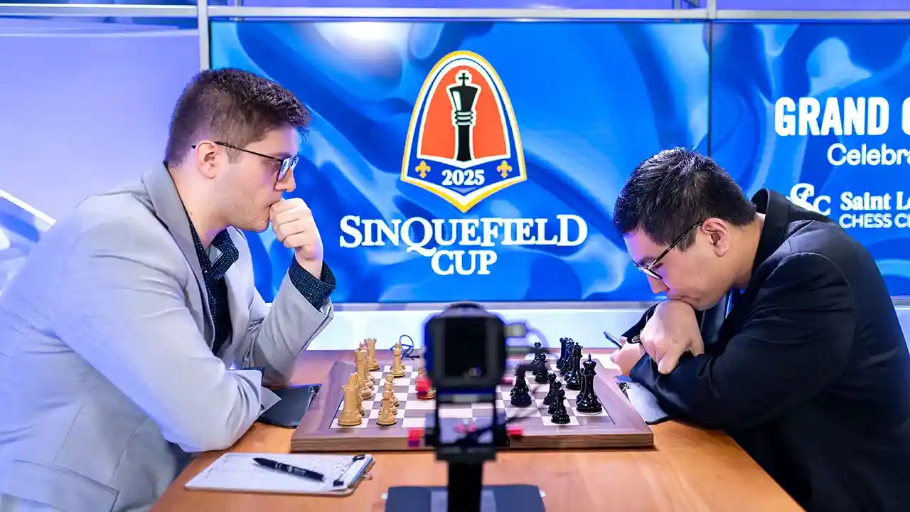 photo - 2025 Sinquefield Cup - Day 1 - GM Sam Sevian GM Wesley So playing chess - DSC_1939