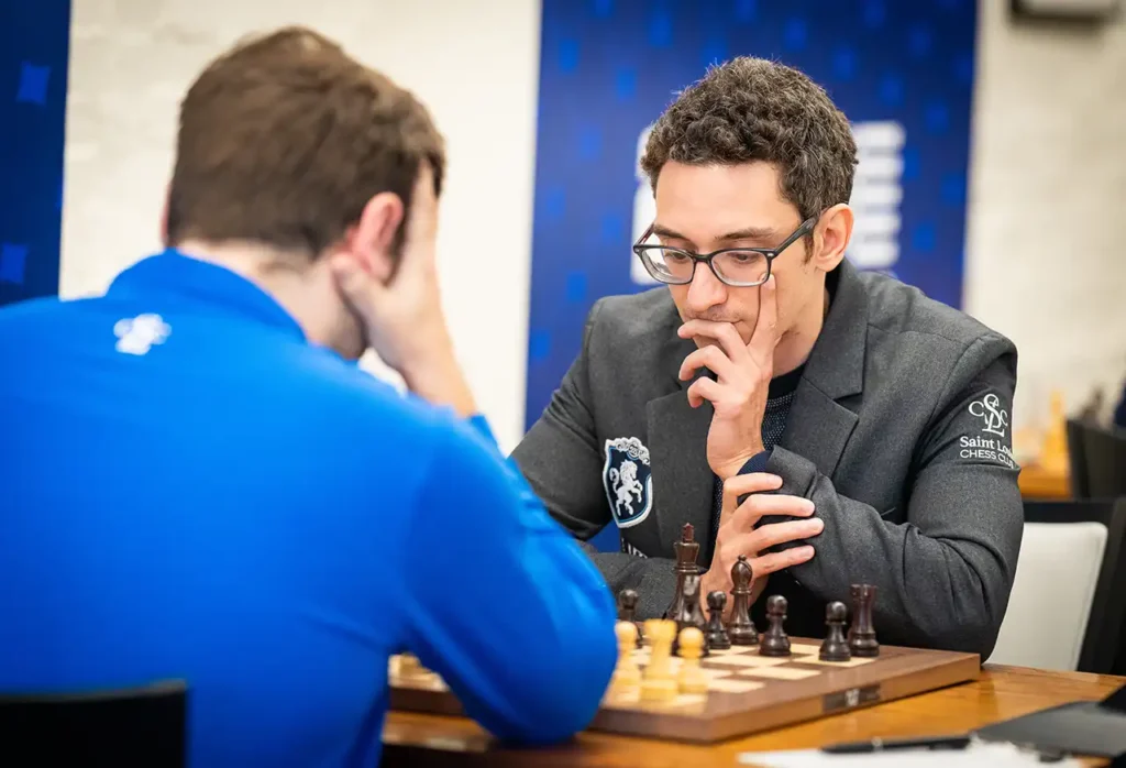 photo - 2025 U.S. Chess Championship - Round 9 - GM Ray Robson - GM Fabiano Caruana - LOU08807