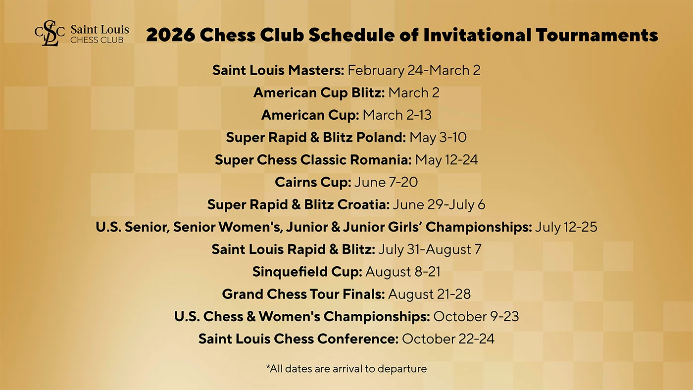 2026 Chess Club Schedule of Invitational Tournaments