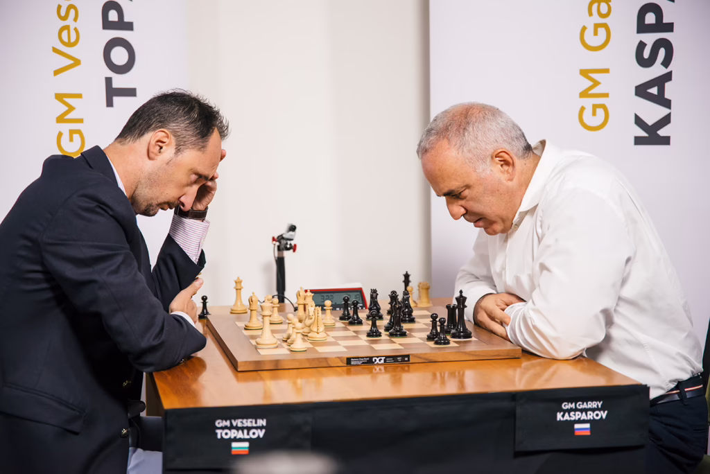Garry Kasparov and Veselin Topalov for Clutch Chess: The Legends 2026