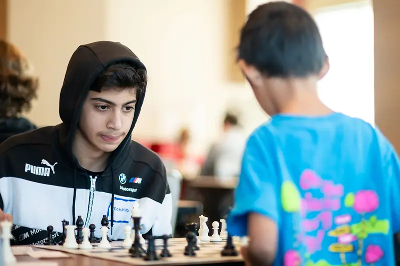 Kids learning chess together